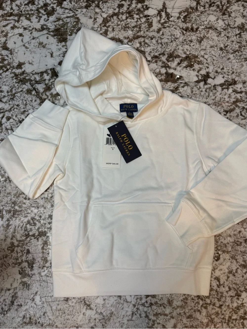Polo Ralph Lauren White Pullover Hoodie Kids Size 5 NWT Classic